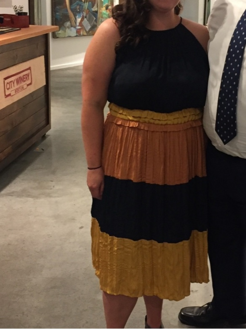 Anthropologie current air black pink and yellow midi dress